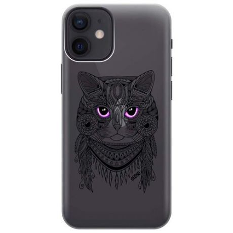 Ультратонкий силиконовый чехол-накладка ClearView 3D для Apple iPhone 12 Mini с принтом "Grand Cat"