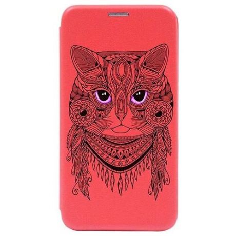 Чехол-книжка Book Art Jack для Apple iPhone 12 / 12 Pro с принтом "Grand Cat" красный