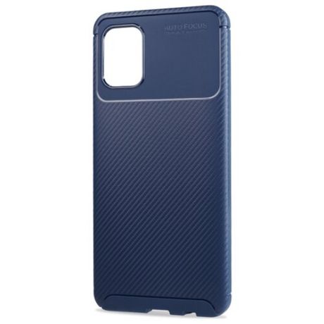 Матовый силиконовый чехол для Samsung Galaxy A31 с текстурным покрытием карбон синий
