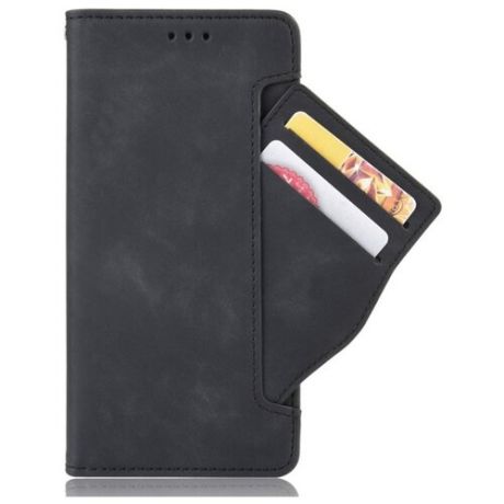 Винтажный чехол портмоне подставка с отсеком для карт на магнитной защелке для Huawei Honor 10X Lite черный