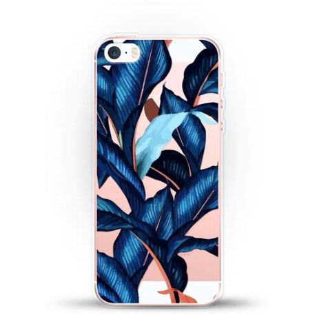 Силиконовый чехол Синие листья на Apple iPhone 5/5s/SE