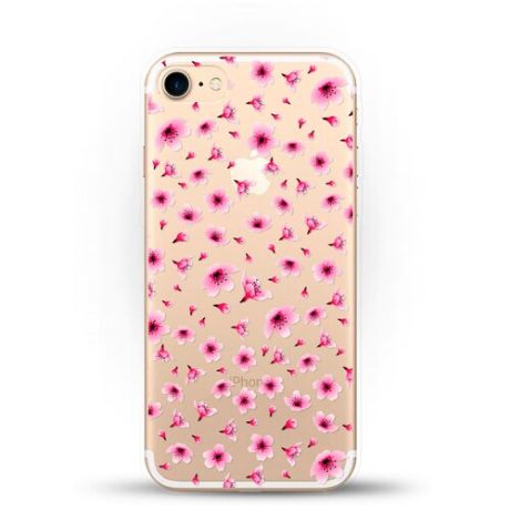 Силиконовый чехол Цветы розовые на Apple iPhone 7