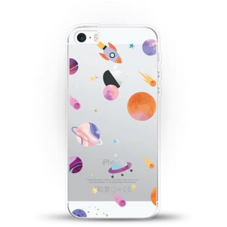 Силиконовый чехол Узор из планет на Apple iPhone 5/5s/SE