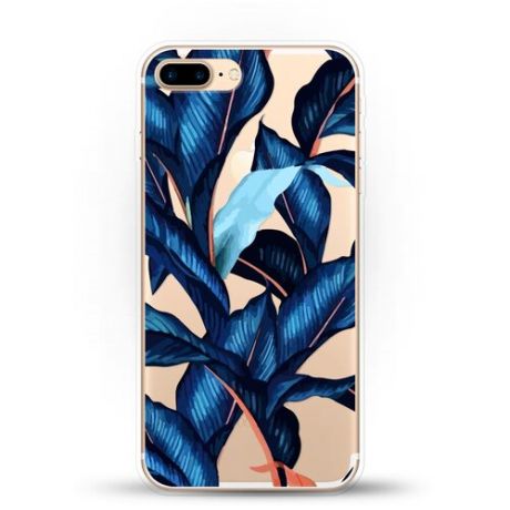Силиконовый чехол Синие листья на Apple iPhone 8 Plus