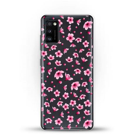 Силиконовый чехол Цветы розовые на Samsung Galaxy A41