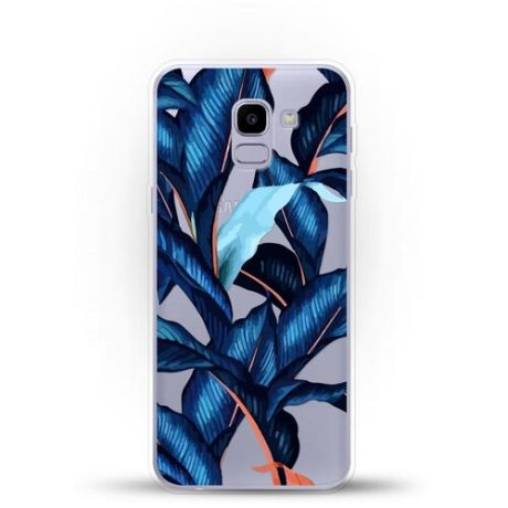 Силиконовый чехол Синие листья на Samsung Galaxy J6 (2018)