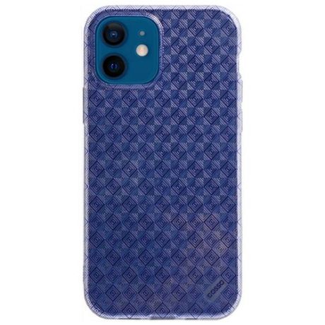 Ультратонкий силиконовый чехол-накладка ClearView для Apple iPhone 12 / 12 Pro с 3D принтом "Magic Squares" голубой"