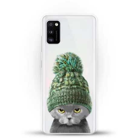 Силиконовый чехол Кот в шапке на Samsung Galaxy A41