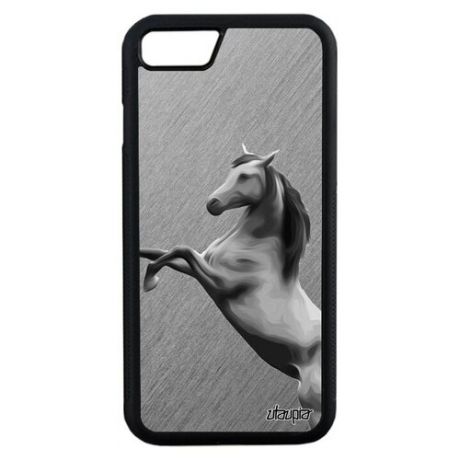 Противоударный чехол для телефона // iPhone 7 // "Лошадь" Мустанг Жеребец, Utaupia, серый