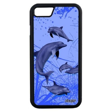 Защитный чехол для телефона // iPhone 7 // "Дельфины" Гринды Киты, Utaupia, розовый