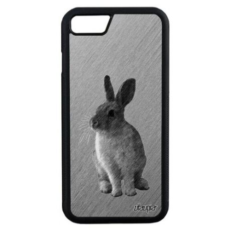Стильный чехол для мобильного // Apple iPhone 7 // "Кролик" Дикий Домашний, Utaupia, розовый
