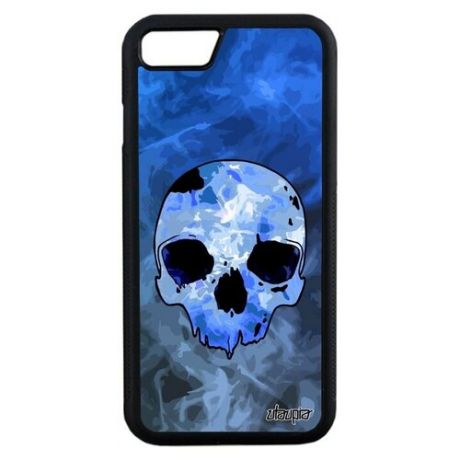 Необычный чехол на мобильный // iPhone 7 // "Череп" Skull Death, Utaupia, голубой