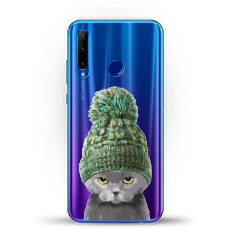 Силиконовый чехол Кот в шапке на Honor 10i