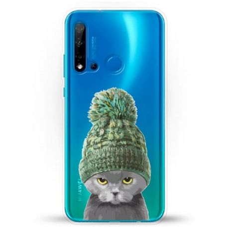 Силиконовый чехол Кот в шапке на Huawei Nova 5i