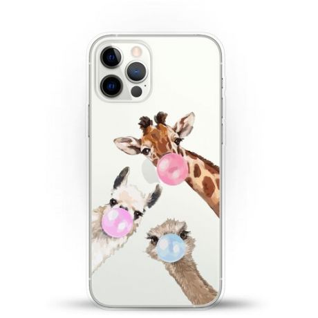 Силиконовый чехол Лама, жираф и страус на Apple iPhone 12 Pro