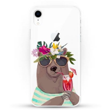 Силиконовый чехол Медведь с коктейлем на Apple iPhone Xr