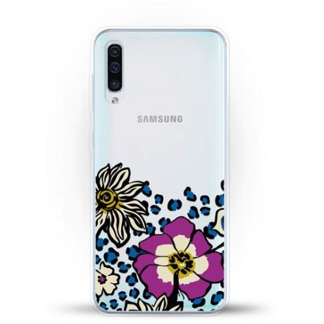 Силиконовый чехол Цветы с узором на Samsung Galaxy A50