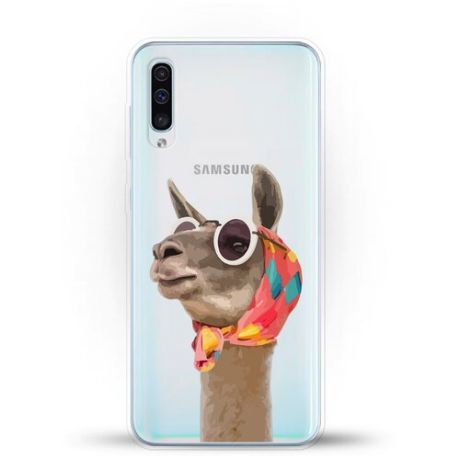 Силиконовый чехол Лама в очках на Samsung Galaxy A50s