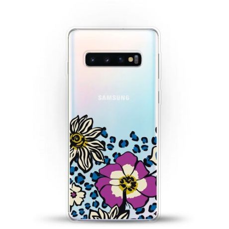 Силиконовый чехол Цветы с узором на Samsung Galaxy S10