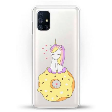 Силиконовый чехол Единорог на пончике на Samsung Galaxy M51