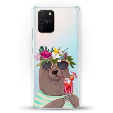 Силиконовый чехол Медведь с коктейлем на Samsung Galaxy S10 Lite