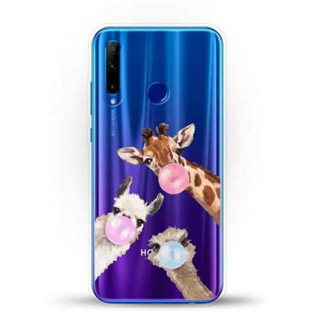 Силиконовый чехол Лама, жираф и страус на Honor 10i