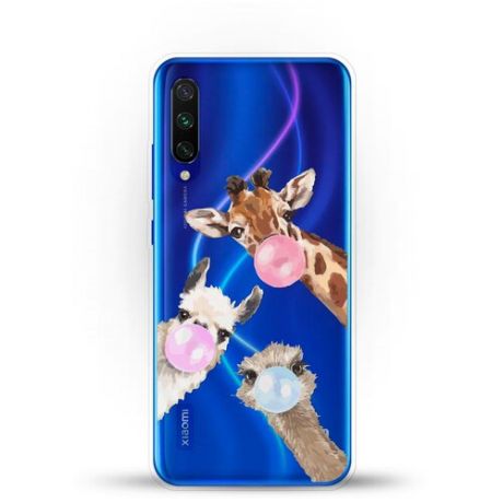 Силиконовый чехол Лама, жираф и страус на Xiaomi Mi CC9e