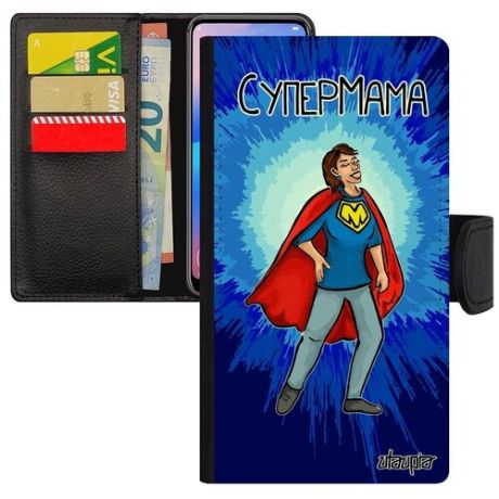 Противоударный чехол-книжка для // iPhone 7 // "Супермама" Мама Супергерой, Utaupia, светло-зеленый