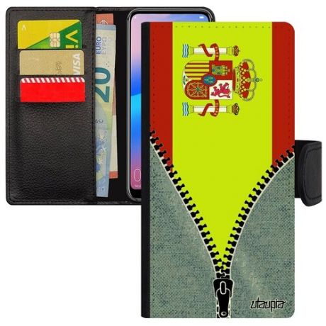 Защитный чехол-книжка на телефон // Xiaomi Redmi 6A // "Флаг Ямайки на молнии" Стиль Туризм, Utaupia, серый