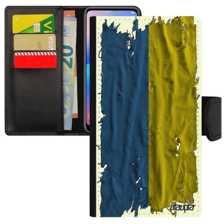 Противоударный чехол-книжка для смарфона // Apple iPhone 8 Plus // "Флаг Бразилии на ткани" Дизайн Патриот, Utaupia, белый