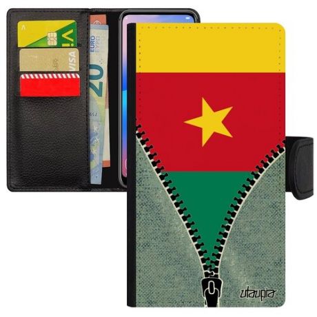 Защитный чехол-книжка на смартфон // Samsung Galaxy A5 2017 // "Флаг Камеруна на молнии" Туризм Стиль, Utaupia, серый