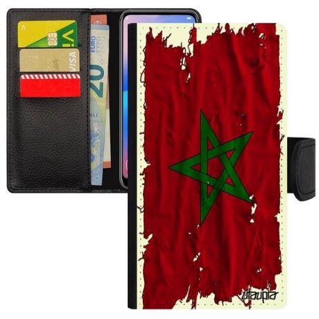 Ударопрочный чехол-книжка для смарфона // Apple iPhone 7 // "Флаг Гвинеи Бисау на ткани" Государственный Дизайн, Utaupia, белый