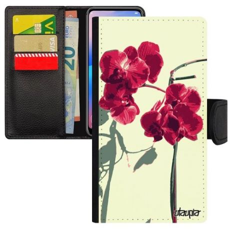 Защитный чехол-книжка для телефона // iPhone 8 Plus // "Цветы" Природа Флора, Utaupia, серый