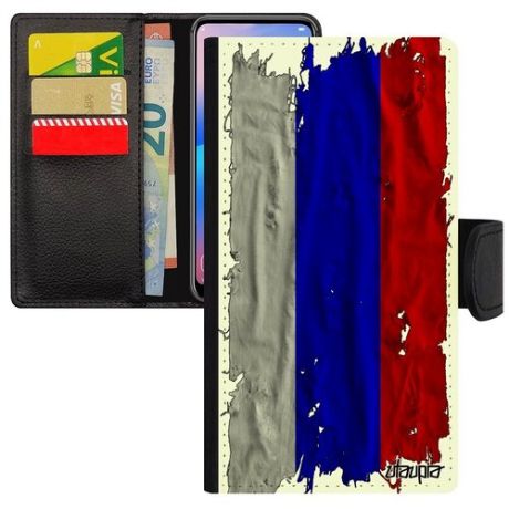 Качественный чехол-книжка для мобильного // iPhone XR // "Флаг Ямайки на ткани" Государственный Страна, Utaupia, белый