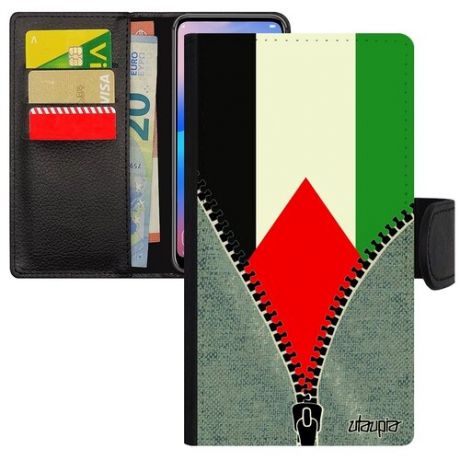 Яркий чехол-книжка для // iPhone 8 // "Флаг Гвинеи Бисау на молнии" Стиль Туризм, Utaupia, серый
