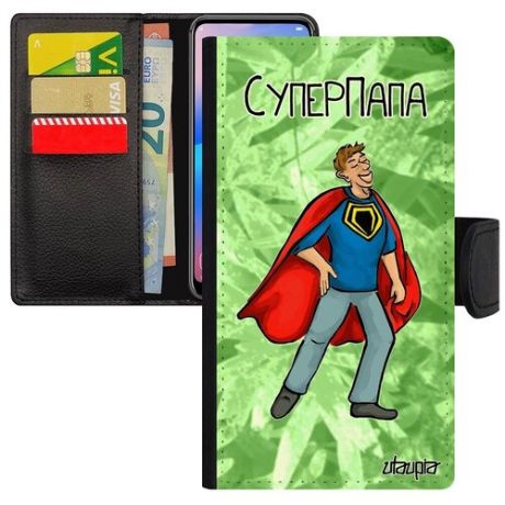 Стильный чехол-книжка на смартфон // Apple iPhone 7 // "Суперпапа" Семья Супергерой, Utaupia, серый