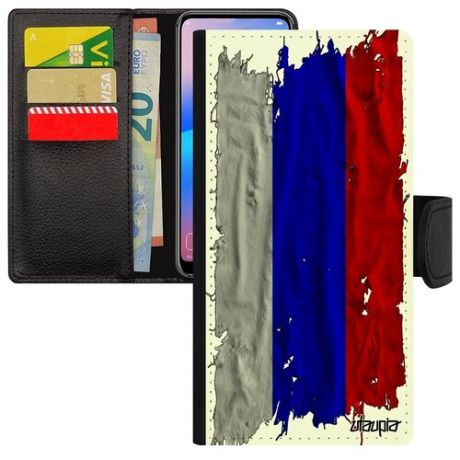 Противоударный чехол книжка на телефон // Samsung Galaxy S7 Edge // "Флаг Украины на ткани" Страна Стиль, Utaupia, белый