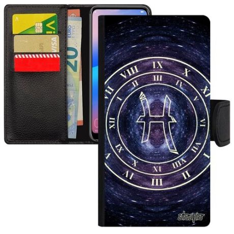 Противоударный чехол-книжка для телефона // Samsung Galaxy S7 Edge // "Зодиак Весы" Планета Астрологический, Utaupia, синий