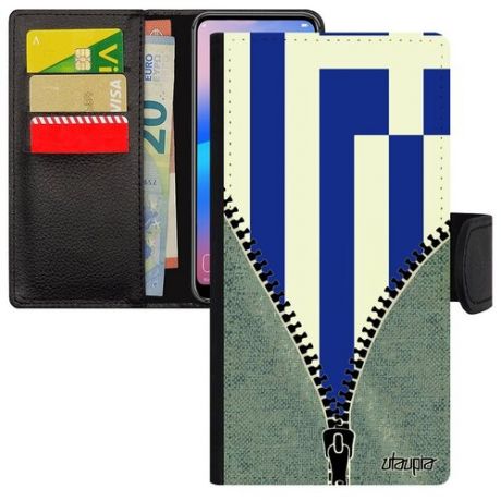 Защитный чехол книжка на смартфон // Galaxy S8 // "Флаг Европы на молнии" Стиль Государственный, Utaupia, серый