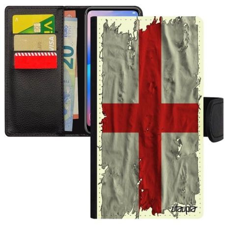 Модный чехол-книжка для телефона // iPhone XS // "Флаг Украины на ткани" Дизайн Страна, Utaupia, белый