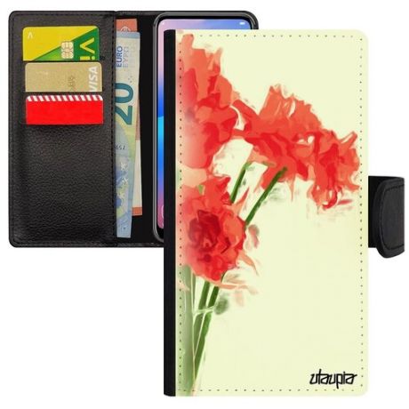 Защитный чехол-книжка для мобильного // iPhone 6 Plus // "Цветы" Романтика Акварель, Utaupia, серый