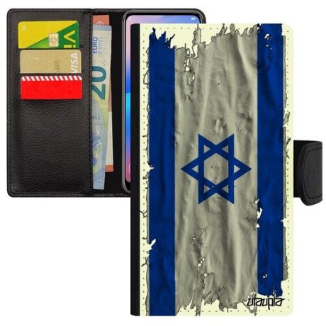 Модный чехол книжка на смартфон // iPhone 6 Plus // "Флаг Франции на ткани" Страна Государственный, Utaupia, белый