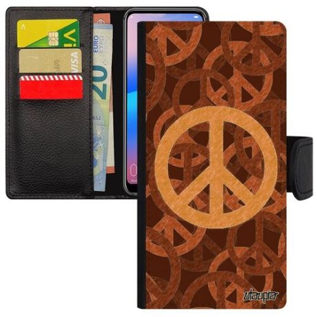 Защитный чехол книжка для телефона // Huawei P30 Lite // "Peace and Love" Мандала Рисунок, Utaupia, цветной