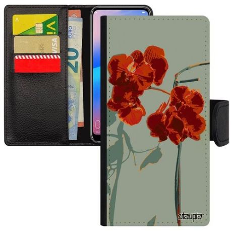 Красивый чехол-книжка на смартфон // Huawei P30 Lite // "Цветы" Букет Романтика, Utaupia, серый