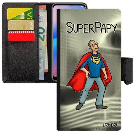 Дизайнерский чехол-книжка на мобильный // Galaxy S7 Edge // "Супердед" Смешной Рисунок, Utaupia, белый