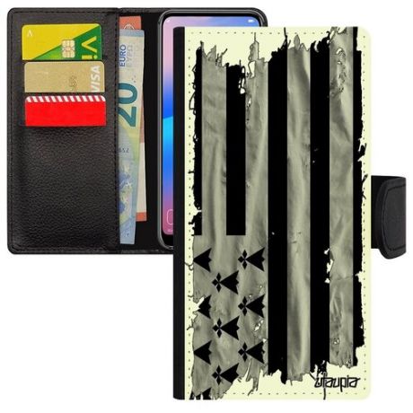 Защитный чехол-книжка на телефон // Samsung Galaxy S8 // "Флаг Гвинеи на ткани" Стиль Государственный, Utaupia, белый