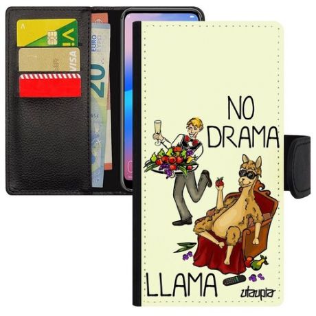 Защитный чехол-книжка для // Galaxy S8 // "No drama lama" Юмор Llama, Utaupia, светло-зеленый