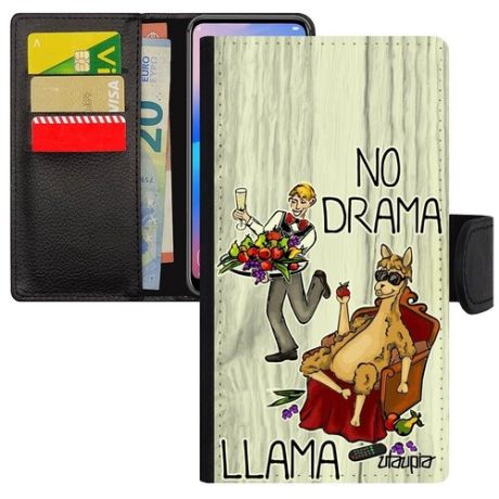Защитный чехол-книжка на телефон // Apple iPhone 6 Plus // "No drama lama" Комикс Шутка, Utaupia, светло-розовый