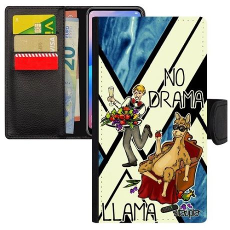 Противоударный чехол книжка на телефон // Apple iPhone XR // "No drama lama" Llama Стиль, Utaupia, голубой