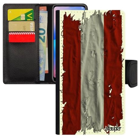 Стильный чехол-книжка для телефона // iPhone 7 Plus // "Флаг Мали на ткани" Страна Патриот, Utaupia, белый